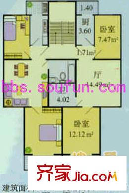 华龙小区户型图户型图 2室1厅1卫1厨