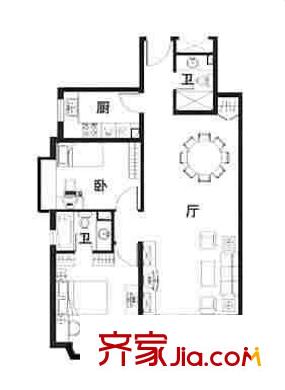 上海康城户型图户型图 2室2厅1卫1厨