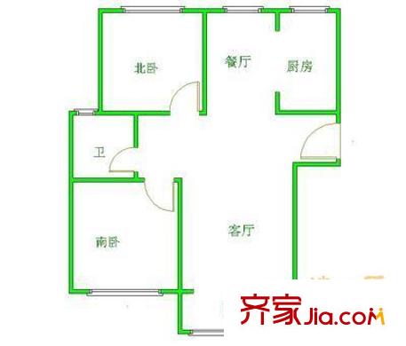 通惠南路住宅户型图户型图 2室2厅1卫1厨