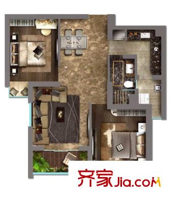慧芝湖花园三期户型图户型图 2室2厅1卫