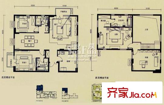 大成郡户型图SL户型 4室2厅3卫1厨