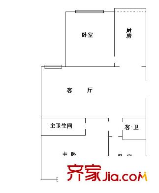 名佳花园一区户型图户型图 3室1厅1卫1厨