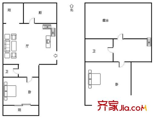 名佳花园一区户型图户型图 2室2厅2卫1厨