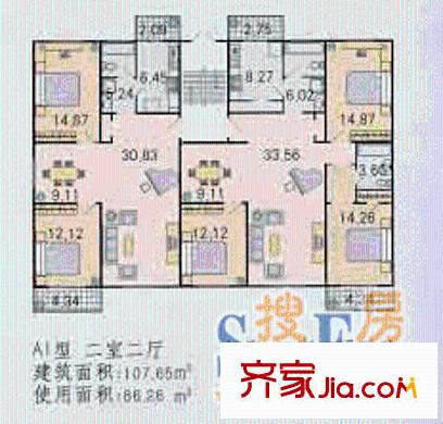 梨花园二期户型图户型图 2室2厅