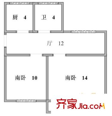 静安新城五区户型图 户型图 2室1厅1卫1厨