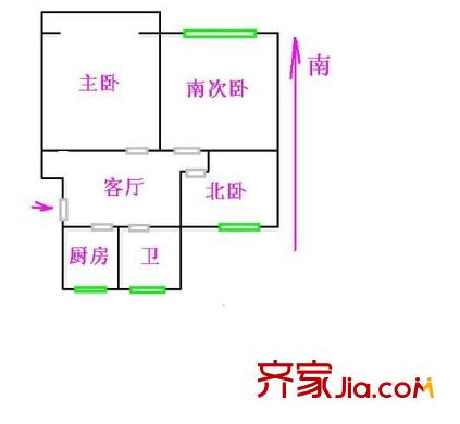 静安新城五区户型图户型图 3室1厅1卫1厨