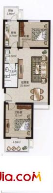云景里户型图A户型 2室1厅1卫1厨
