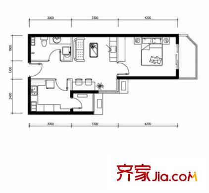 铁路小区户型图户型图 1室1厅1卫1厨