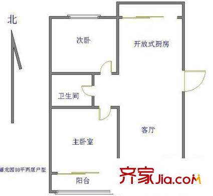 龙锦苑东三区户型图户型图 2室1厅1卫1厨