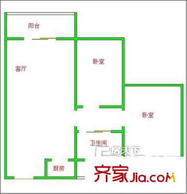 幸福时光户型图户型图 2室1厅1卫1厨