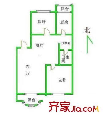 建欣苑六里户型图户型图 2室2厅1卫1厨