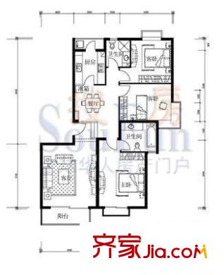 建欣苑六里户型图户型图 3室2厅2卫1厨