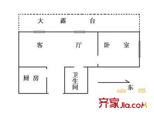 北蜂窝中路甲8号院户型图户型图 1室1厅1卫1厨