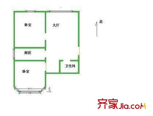 幸福北里户型图户型图 2室1厅1卫1厨