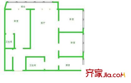 北大街南里小区户型图户型图 3室1厅2卫1厨
