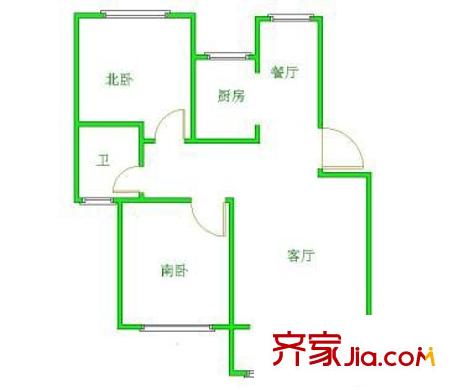 北大街南里小区户型图户型图 2室2厅1卫1厨