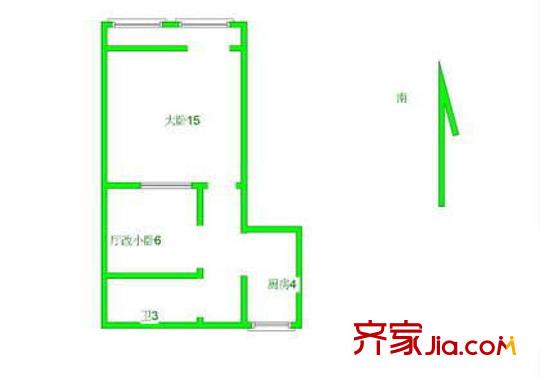 马家堡西里户型图2室户型图 2室1厅1卫1厨