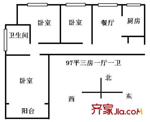 民乐苑户型图户型图 3室1厅1卫1厨