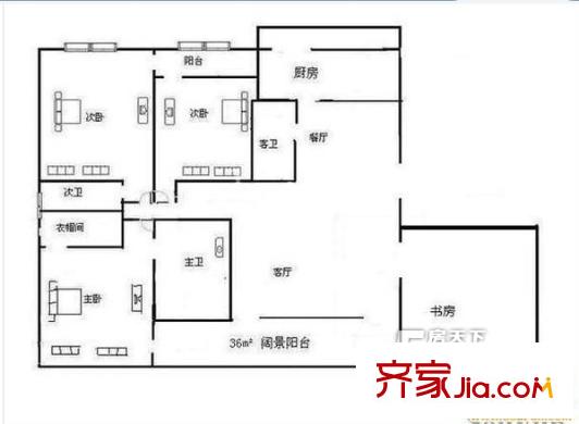 陆家嘴公馆户型图户型图 4室2厅2卫1厨