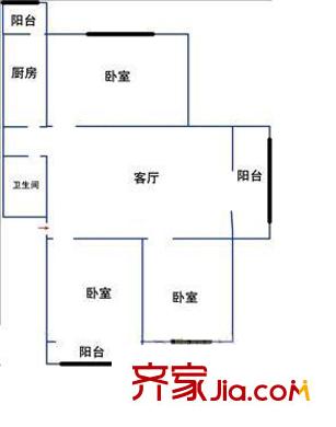 龙华园西区户型图3室 户型图 3室1厅1卫1厨