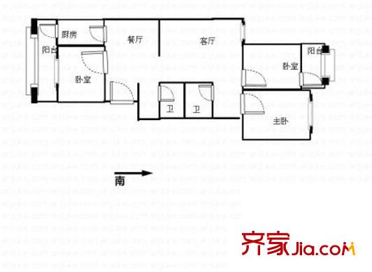 双兴北区户型图户型图 3室2厅2卫1厨