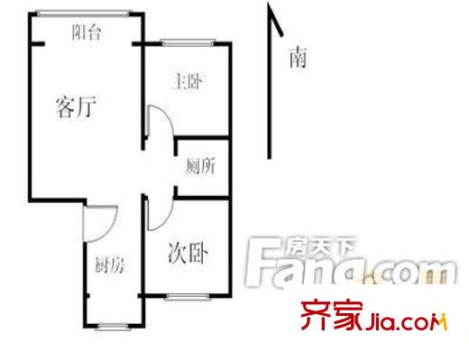 双兴北区户型图户型图 2室1厅1卫1厨