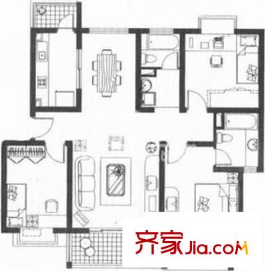 见龙苑 4室 户型图