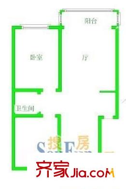 上南玲珑苑户型图户型图 1室1厅1卫1厨