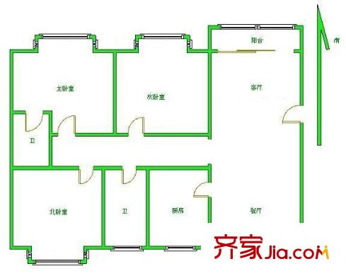 宝山三村 3室 户型图