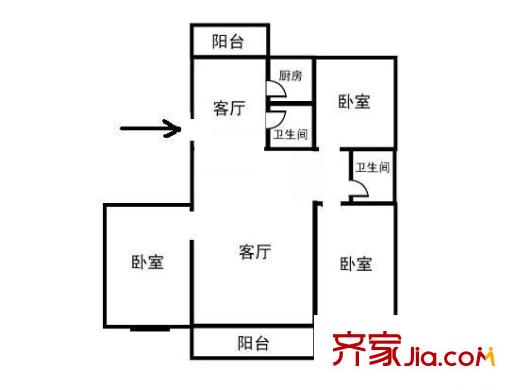 宝山三村 3室 户型图
