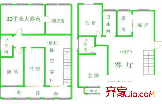 上南玲珑苑户型图户型图 4室2厅2卫1厨