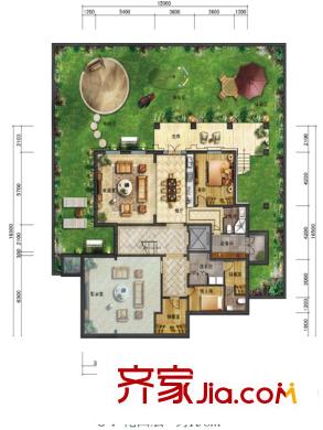 格拉斯小镇三期S1花园层户型图 5室6厅5卫1厨