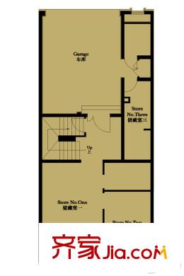 誉天下温榆府连城大宅花园层户型图 4室2厅3卫1厨