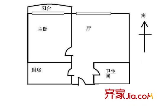 柏林春天户型图户型图 1室2厅1卫1厨