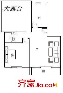浦江世博家园四街坊户型图5楼一梯一户65平一房两厅带楼梯 1室1厅1卫1厨