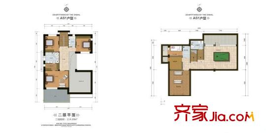 泰禾・中国院子AS-1二层、庭院层户型图 6室1厅3卫