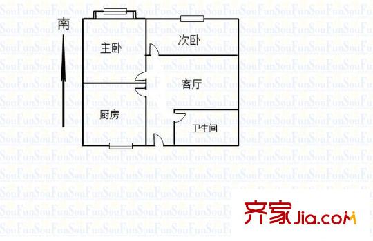 香山新村 2室 户型图