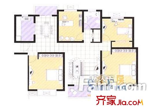 汇丽苑五期户型图户型图 4室2厅2卫1厨