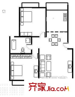 中虹家园户型图户型图 2室2厅1卫1厨