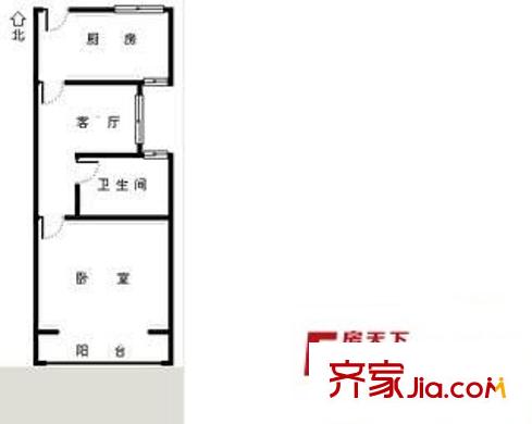 中虹家园户型图户型图 1室1厅1卫1厨