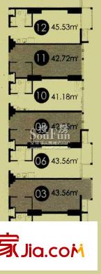 禹洲金桥国际户型图户型图 1室1厅1卫1厨