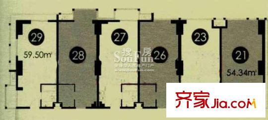 禹洲金桥国际户型图户型图 1室1厅1卫1厨