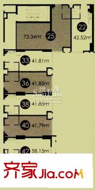 禹洲金桥国际户型图户型图 1室1厅1卫1厨