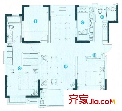 万科城花新园户型图户型图 3室2厅2卫1厨