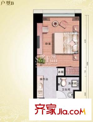 优筑户型图B户型(售罄) 1室1厅1卫1厨