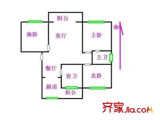 大上海国际花园罗马园 3室 户型图