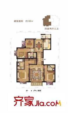 常楹公元E1户型 4室2厅3卫1厨