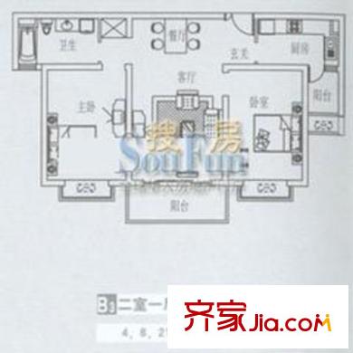 上海 东方城市花园B3型 户型图