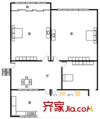 华高二村户型图311 户型图 3室1厅1卫1厨