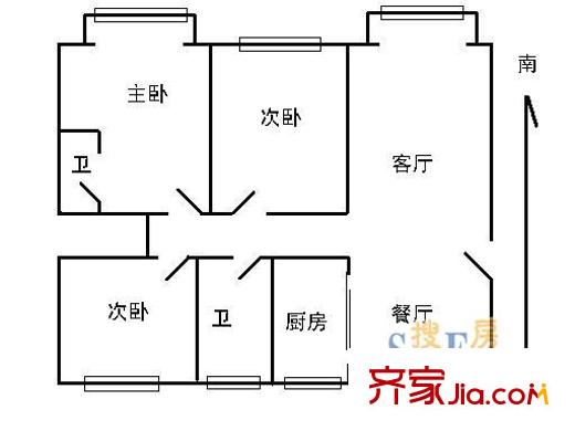 万科城市花园二期户型图户型图 3室2厅2卫1厨